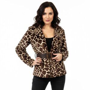 Faux Fur Giraffe Print Blazer